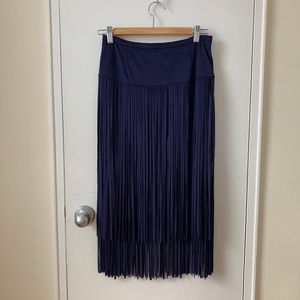 Forever21 Contemporary Suede Fringe Navy Skirt XS
